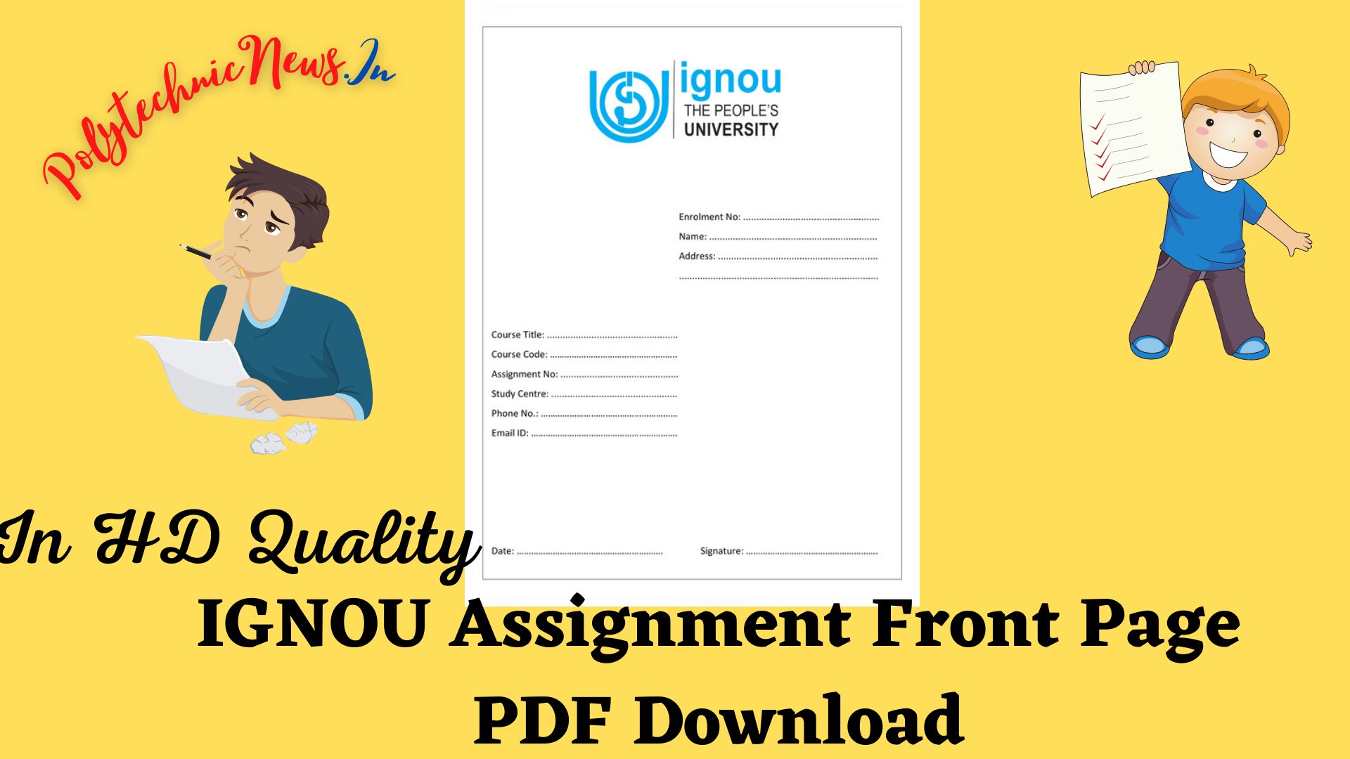 ignou assignment front page download free